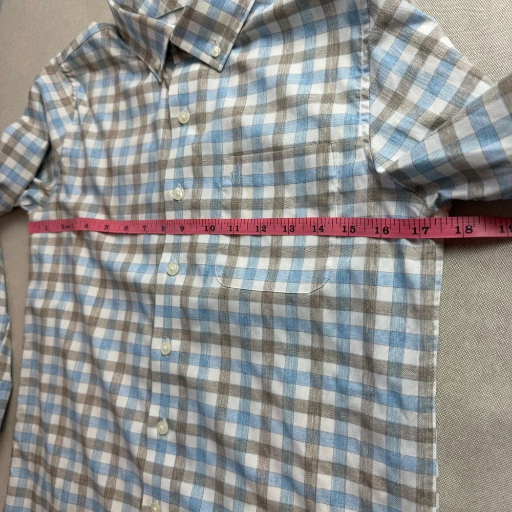 Johnnie-O Boys McArthur Performance Check Button Down Shirt Blue Bamboo Size 14